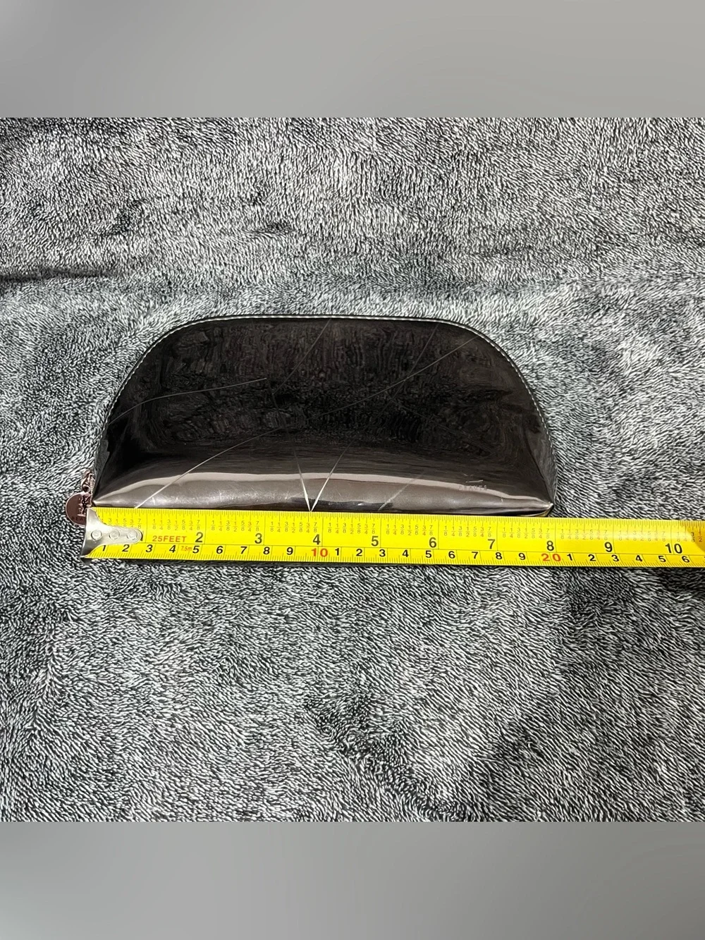 Yves Saint Laurent (YSL) metallic gunmetal cosmetic pouch